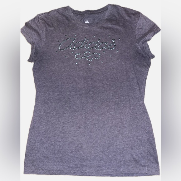adidas Tops - Adidas Women's Charcoal Tee with Embellished Logo EUC
